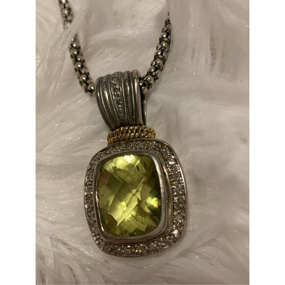 14k 925 Sadye L Vassil SLV Gemstone Pendant Sterling Italy Necklace 18” - Picture 11 of 16